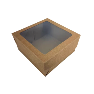 20 Caixas Kraft De Presente 15x15x7 C/visor Quadrado