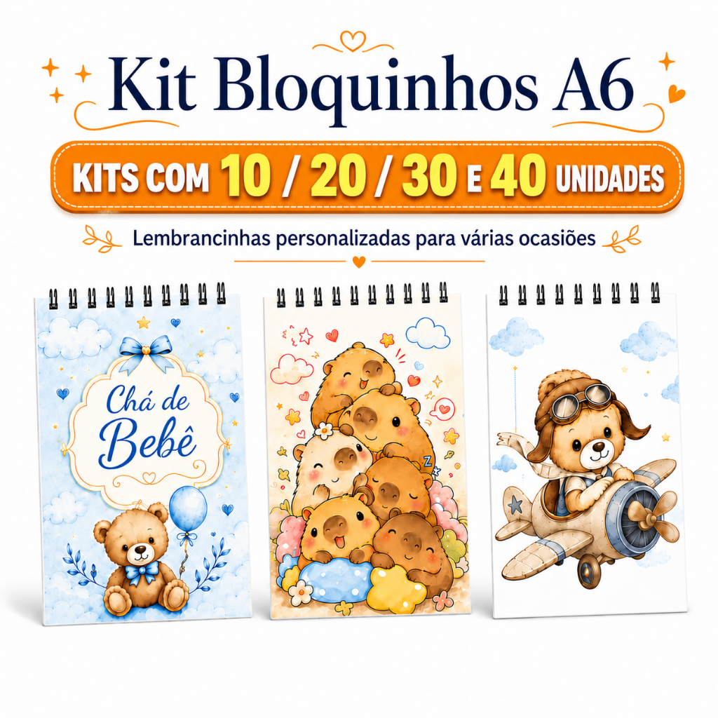 Kit Bloquinhos Personalizados A6 — Kit 10 unidades