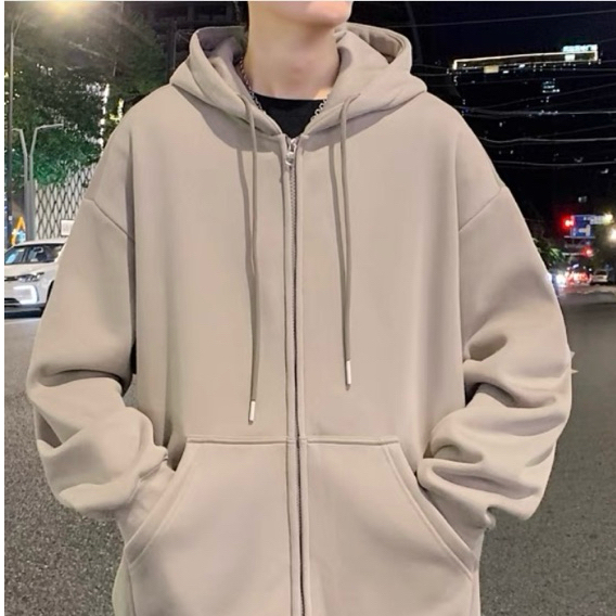 Moletom Blusa Aberto Com Ziper e Capuz de Frio INVERNO LISO CASACO