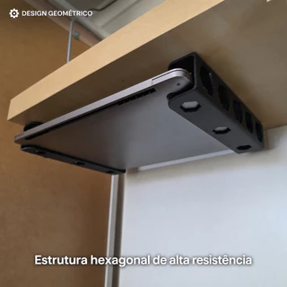 Suporte Notebook Embaixo da Mesa - Organizador Laptop Suporte Notebook Parede Acessório Notebook Preto