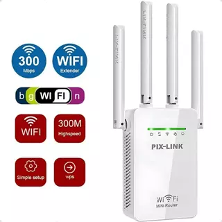 Repetidor Sinal Wifi 4 Antenas Pix Link LV-WR09 300Mbps Roteador Amplificador Sem Fio 2.4G Wireless Extensor de Sinal