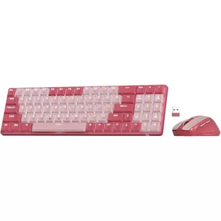 Kit Mouse e teclado mecânico sem fio Redragon BS-8772 RP Rosa