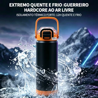 Garrafa Térmica Inox 304 600ml 800ml com Alça Tampa Vedada para Academia Água Quente e Fria