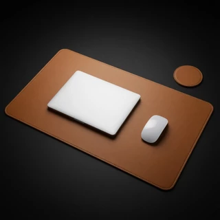 Kit Mousepad Grande 90x40 + Porta Copos Couro Sintético