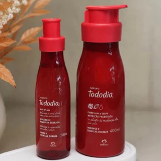 Kit Creme Hidratante + Body Splash Natura Tododia Morango e Baunilha Dourada
