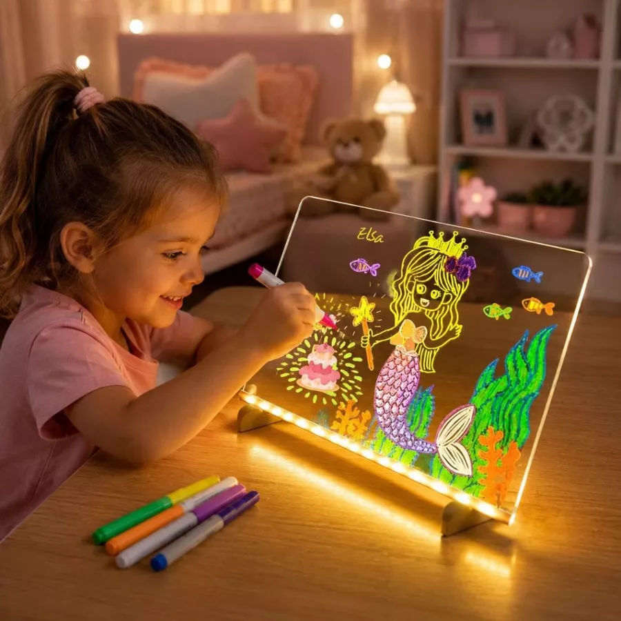 Lousa Luminária Acrílico USB + 7 Canetas