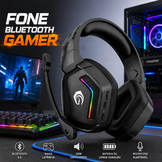Fone de Ouvido Bluetooth Gamer Headset Gamer Bluetooth RGB com Microfone Sem Fio LED para PC Notebook Celular H'Maston