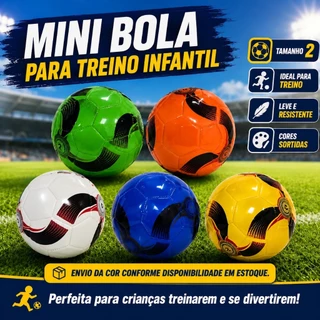 Bola De Futebol Pequena Mini N°2 INFANTIL ENVIADO Cores modelos Aleatórias Treino Recreação Capotão