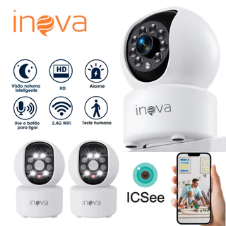 Inova Eletrônica Câmera Inteligente 2.4G Wi‑Fi– Full HD 3MP, Visão Noturna, App Iscee