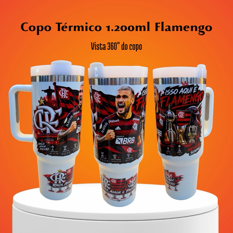 Copo Térmico 1.200ml com Canudo e Alça - Mostre sua Paixão Por Futebol