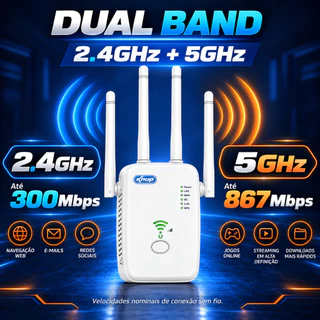 Repetidor Wi-Fi Knup RW402/G AC1200 Dual Band 2.4/5GHz 4 Antenas