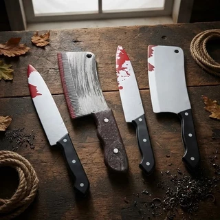 Cutelo E Faca C/ Sangue Kit Acessório Halloween