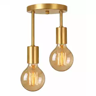 Lustre Luminária Plafon Retrô Para Duas Lâmpadas Sobrepor Teto Iluminação