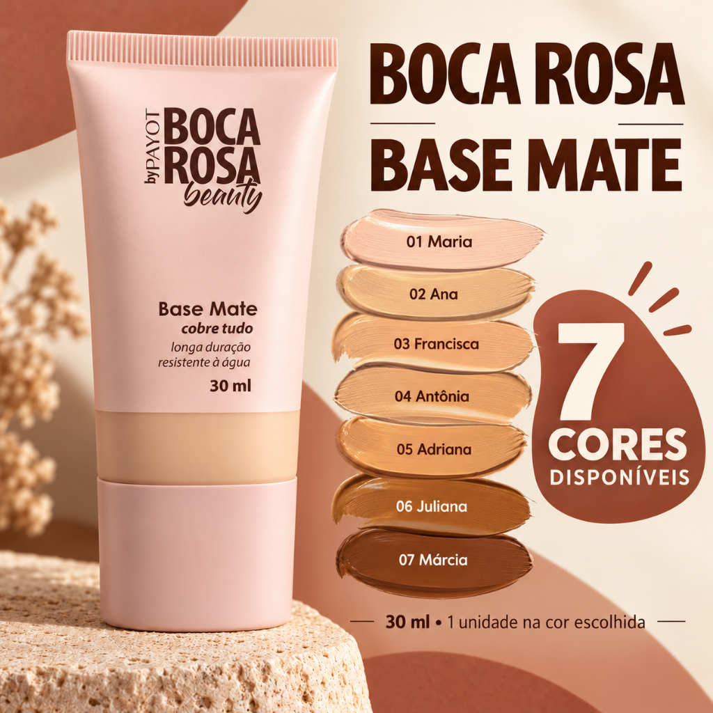 Base Líquida Boca Rosa Beauty by Payot Mate Cobre Tudo 30ml Cores 01 a ...