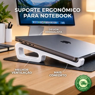 Suporte para Notebook Ergonômico Base Elevada Ventilada Conforto Universal Até 17 Polegadas