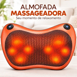 Massageador 8 Bolas Shiatsu Lombar Pescoço Veicular e Casa Almofada Lombar Pescoço Pés