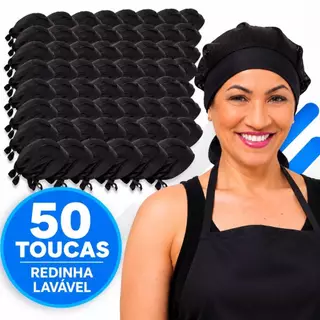 Kit Com 50 Touca Telinha Lavável Atacado Cozinha Restaurante Padaria Pizzaria Uniforme