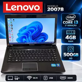 Notebook Lenovo 20078 Intel Core i3 2ª Geração 4GB RAM 500GB HD Sem Bateria