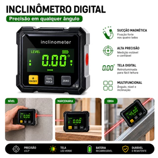 Inclinômetro Transferidor Nível ISITA Medidor Ângulo Sucção Magnética Quatro Lados Preciso Marcenaria Obra Máquina