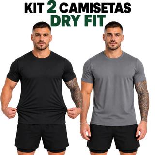 Kit 2 Camiseta Masculina Dry Fit Academia Camisa Musculação Corrida Casual