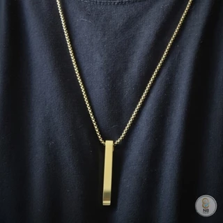Colar Masculino Minimalista Aço Inox 316L 70cm Pingente Retangular Prata Dourado Preto Não Escurece