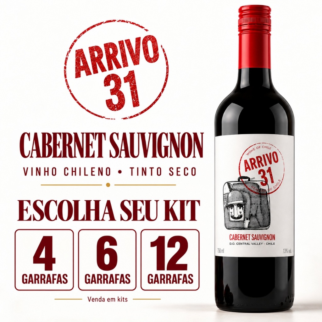 Vinho Tinto Fino Chileno Arrivo 31 Cabernet Sauvignon 750ml