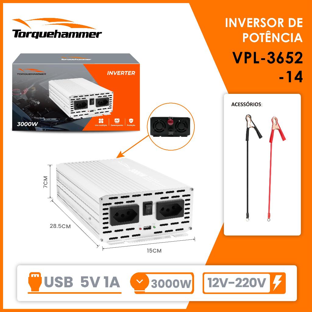 Inversor Tensão 12v 220v 3000w Transformador Kp546a TORQUEHAMMER