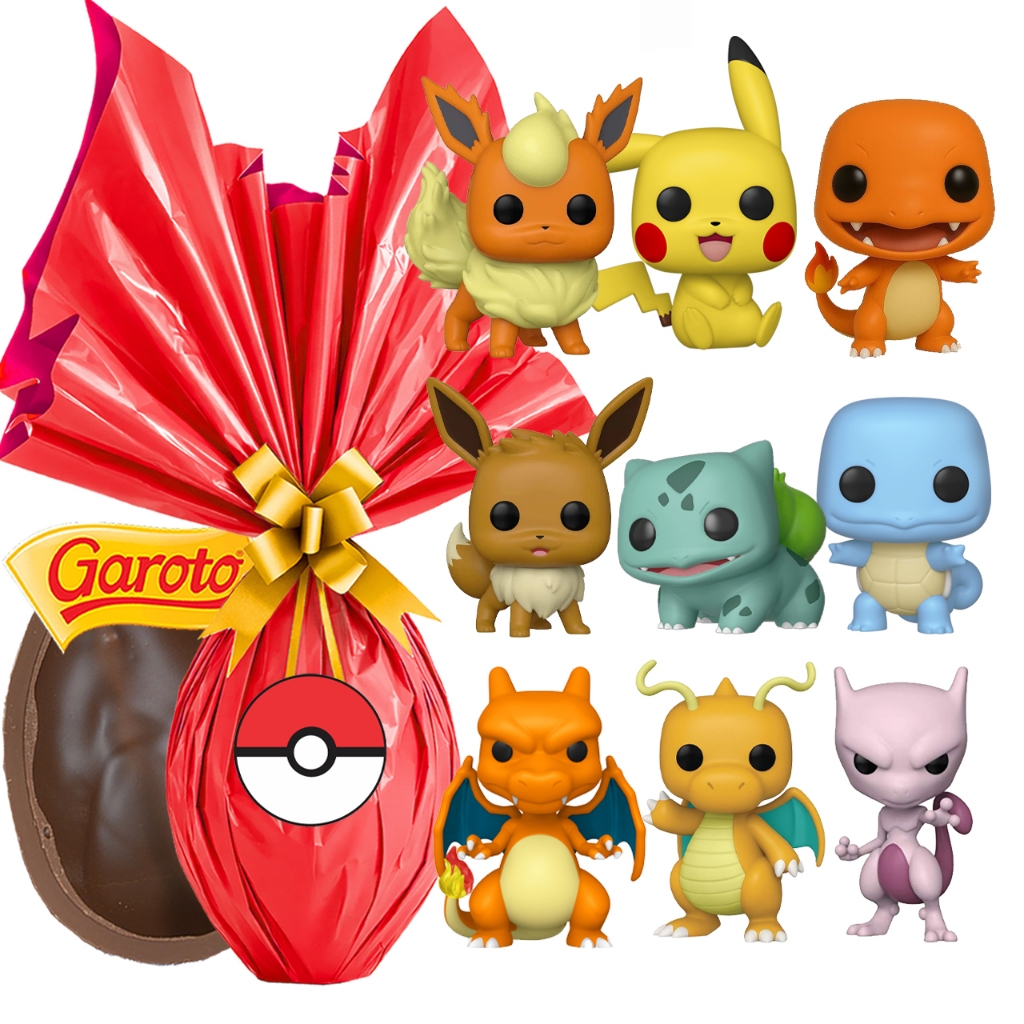 Kit Ovo De Pascoa Pokemon + Bonecos Menino Infantil Chocolate Ao Leite Garoto Promoção Brinquedos