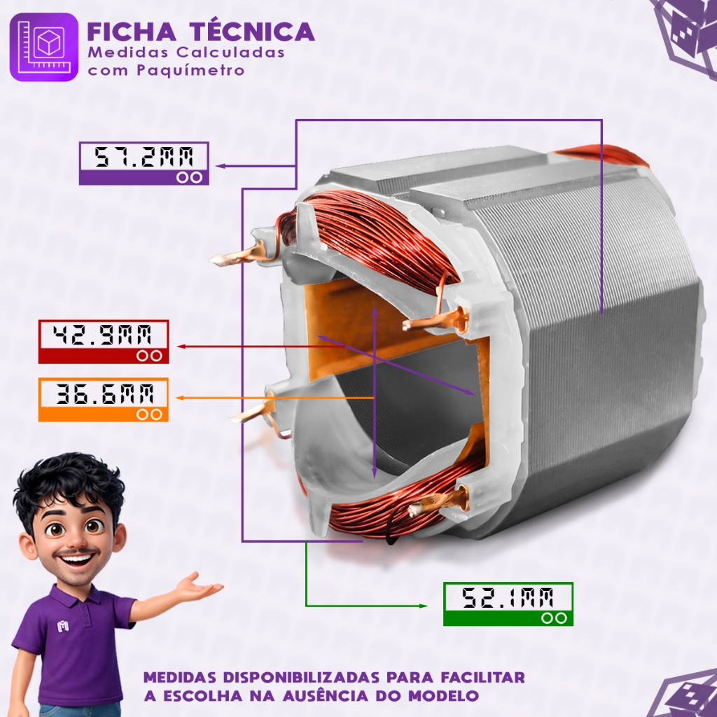 Induzido e Bobina Compatível Martelete Perfurador Nakasaki 220