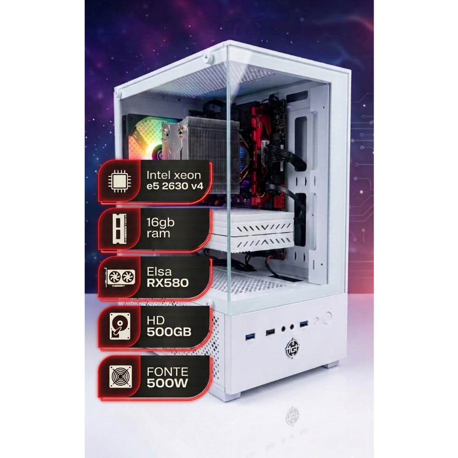 PC Gamer Completo Novo RX580 8GB + 16GB RAM Xeon X99 500GB Espaço ...