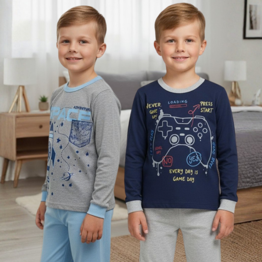 Kit Pijama Menino Inverno Juvenil | Roupa de Dormir 100% Algodão | Pijama Infantil Tamanho 1 ao 14 anos em Oferta na Shopee