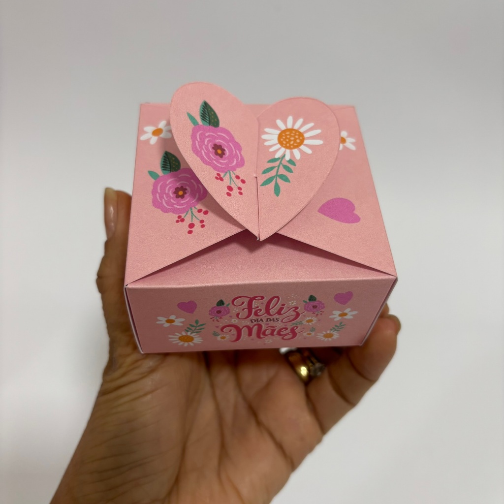 Caixa 7x7x4cm Dia das Mães - Brownie, Bombom, Bem-casado