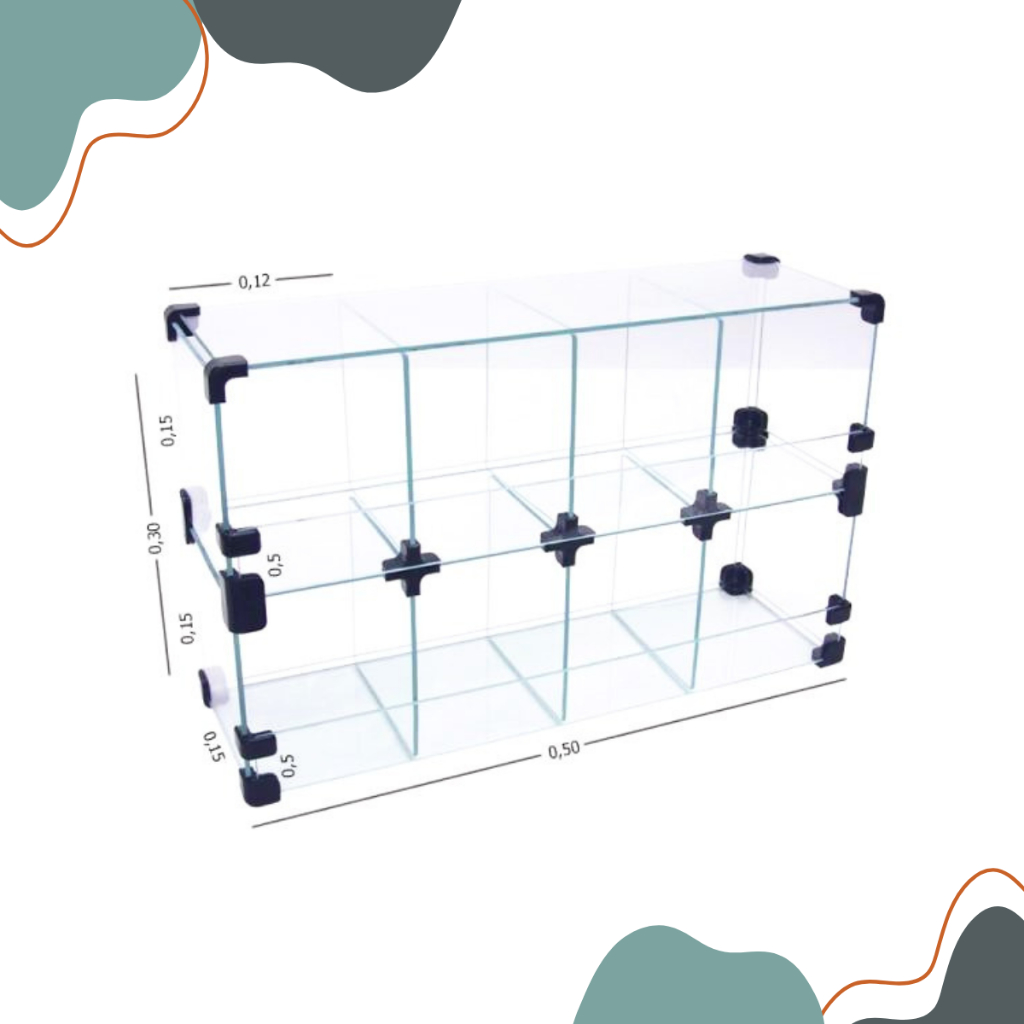 Baleiro Expositor Modulado em Vidro - 0,50 x 0,30 x 0,15