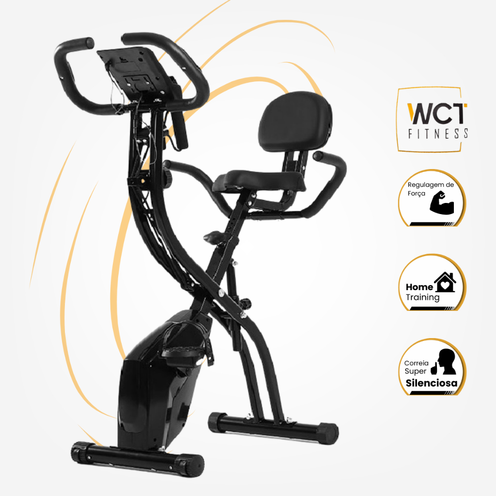Bicicleta Ergométrica Vertical Dobrável em X Magnética Uso Residencial WCT Fitness em Oferta na Shopee