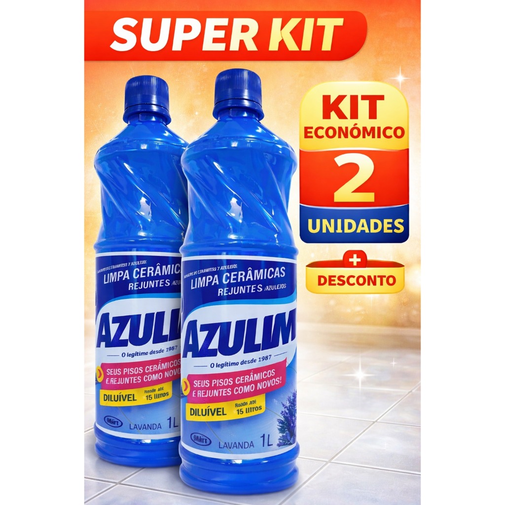 Kit 2 Azulim Limpa Cerâmicas Rejuntes e Azulejos 1L Lavanda – Limpeza ...