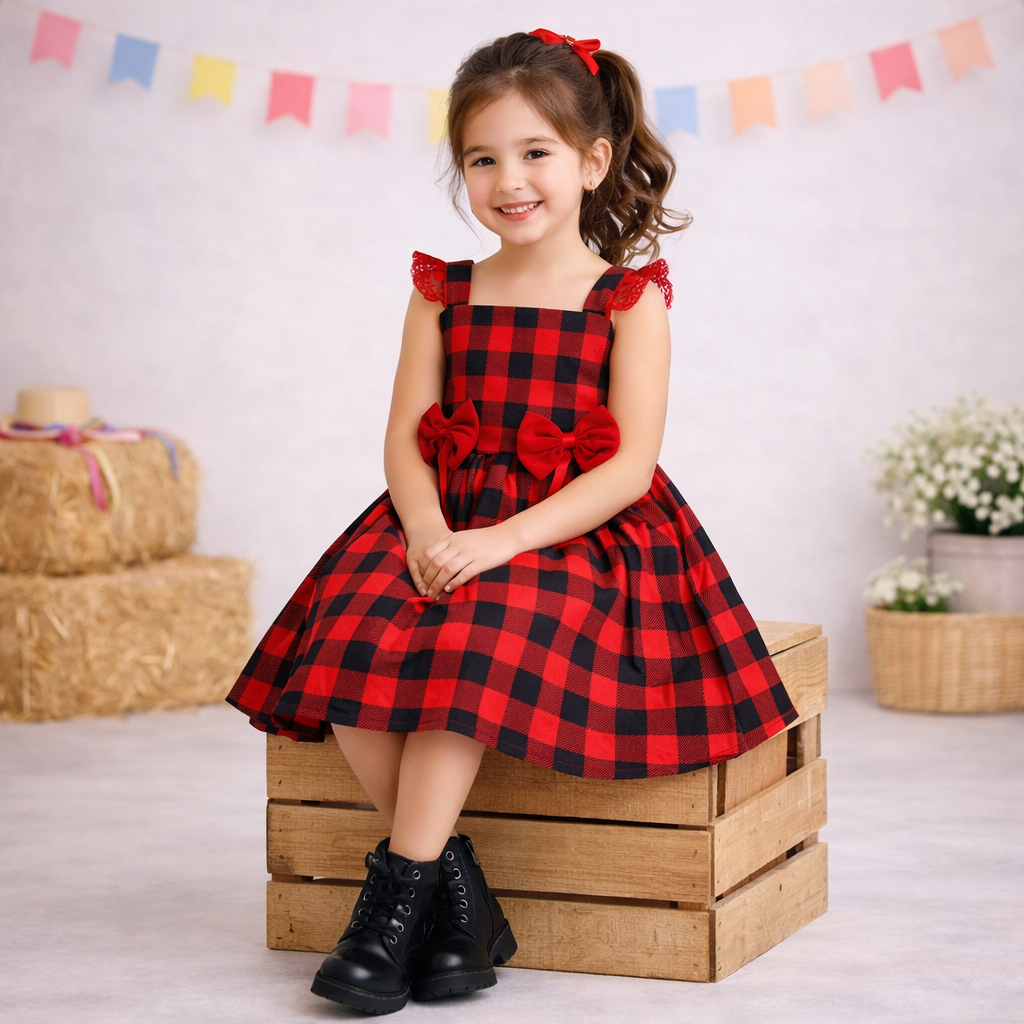 Vestido Rodado Vestido Xadrez Junino Infantil Vestido Xadrez Vermelho  Infantil Em Promoo Na Shopee Brasil 2026