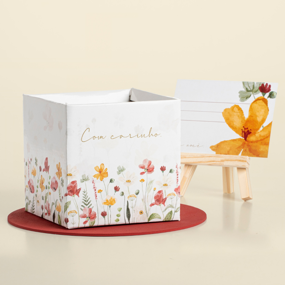 Embalagem Dia das Mães e Namorados - Caixa Cachepot Quadrado Para Flores, Cestas e Presentes Com Carinho (05~15 uni.) em Oferta na Shopee
