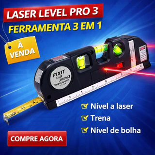 Nível Laser Level Pro 03 Trena Prumo 3 Pontos Profissional Multiuso