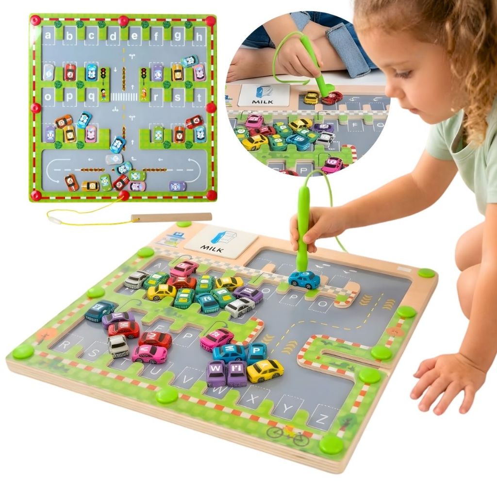 Jogo Brinquedo Labirinto Magnético Montessori Educativo Carros Cognição ...