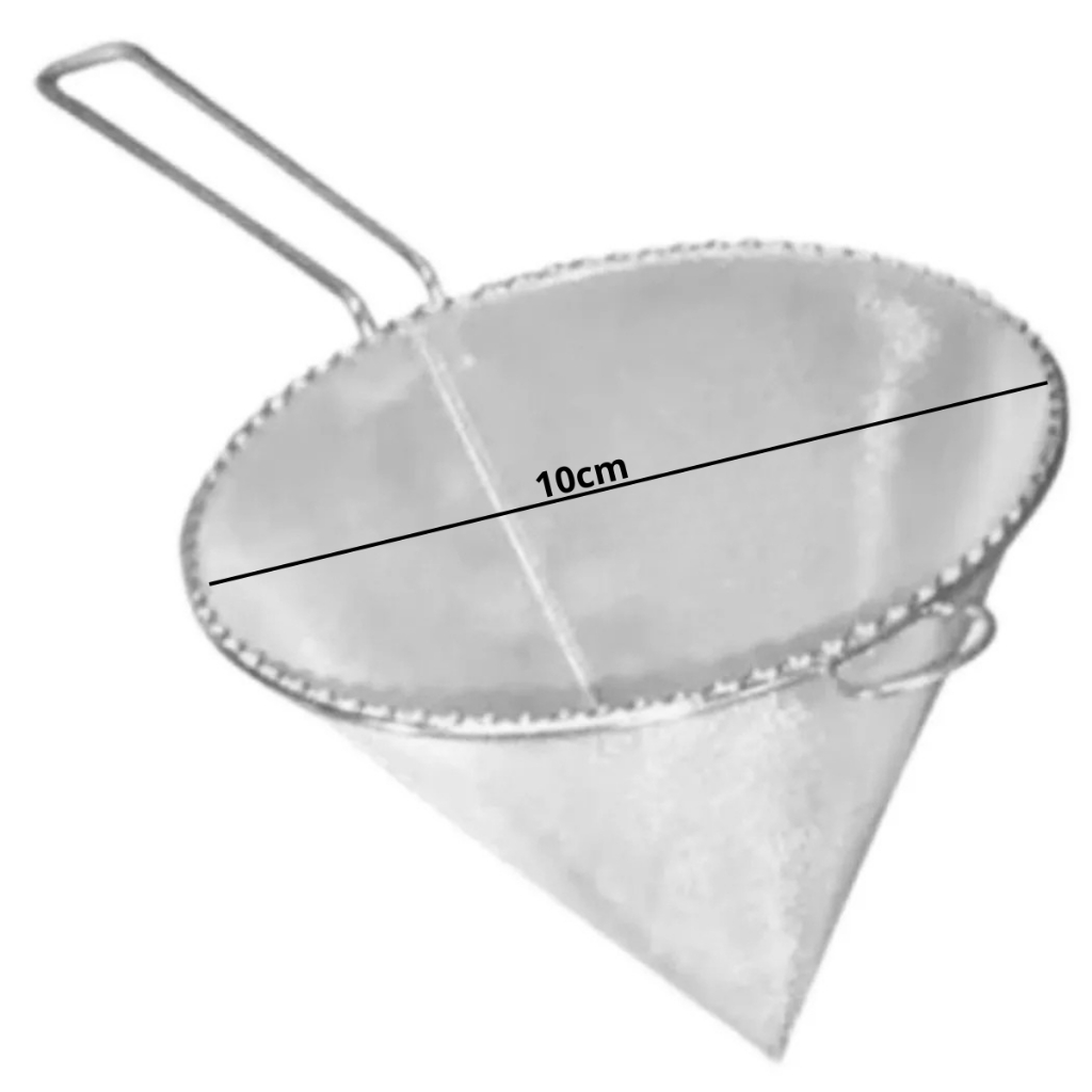 COADOR PENEIRA 10 CM CÕNICO MULTIUSO AÇO INOX FILTRAR, COAR 