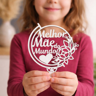 Kit Lembrança Trofeu Dia Das Mães Melhor Mãe Mundo MDF Branco 12 Cm escola, creche, igreja em Oferta na Shopee