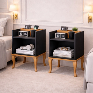 Kit 2 Mesa de Cabeceira Luis xv Quarto Suspensa Nicho Retro Quarto Madri Charme Luxo Várias Cores