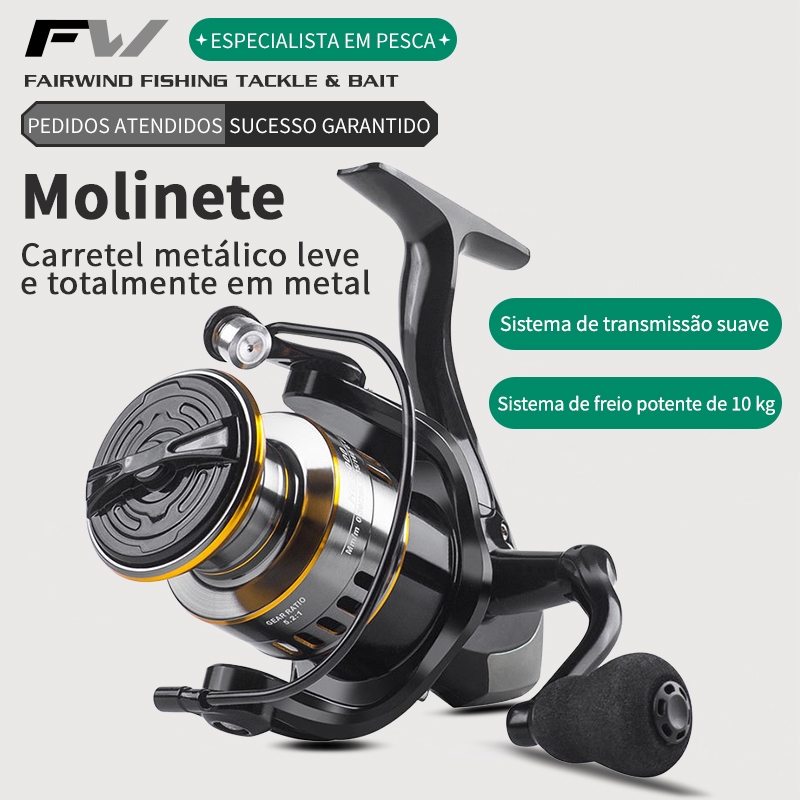 FW Molinete De Pesca De Metal EVA HE1000-7000 Max Arraste 10kg Cana Em Água Salgada