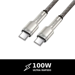Cabo USBC HREBOS Metal Waves Premium Original Ultra Rápido Turbo de 100W 1m Tipo C