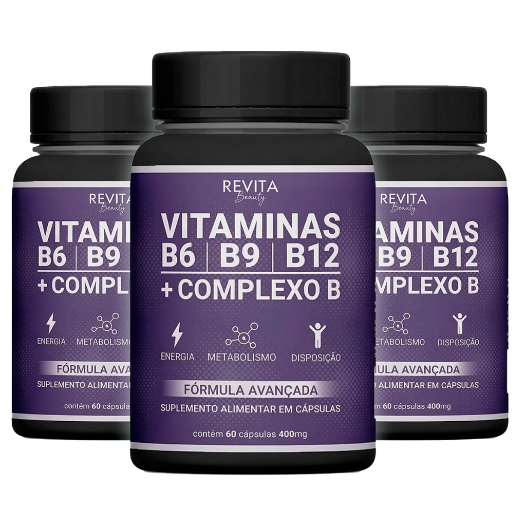 Complexo B Vitaminas B12 | B6 | B9 Forma Ativa B12 (Metilcobalamina) B6 B9 (Metilfolato) - 60 caps
