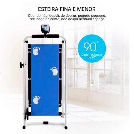 Esteira Mecânica Sem Energia Dobrável com Rodas para Facil Transporte Display que Mede Calorias Mini Caminhadeir