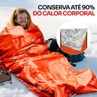 Saco de Dormir Aluminizado Laranja Isolante Térmico para Camping e Montanha - Leve e Compacto