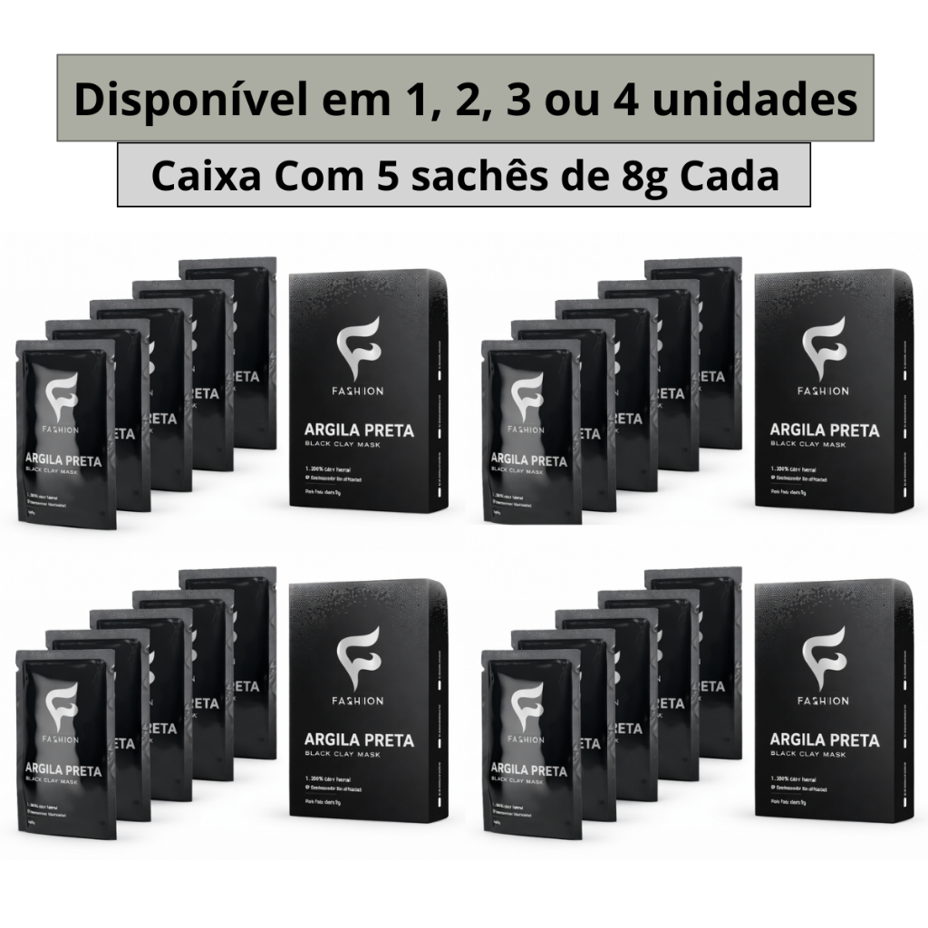 Argila Preta Kit 5 Sachês De 8g Máscara de Limpeza Para Cravos Fashion Cosméticos