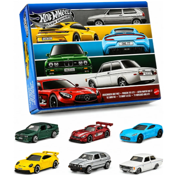 Hot Wheels 6点セット Kit Carros Hot Wheels Silver Euro Style Pack C/ 6 Mattel - JLB25