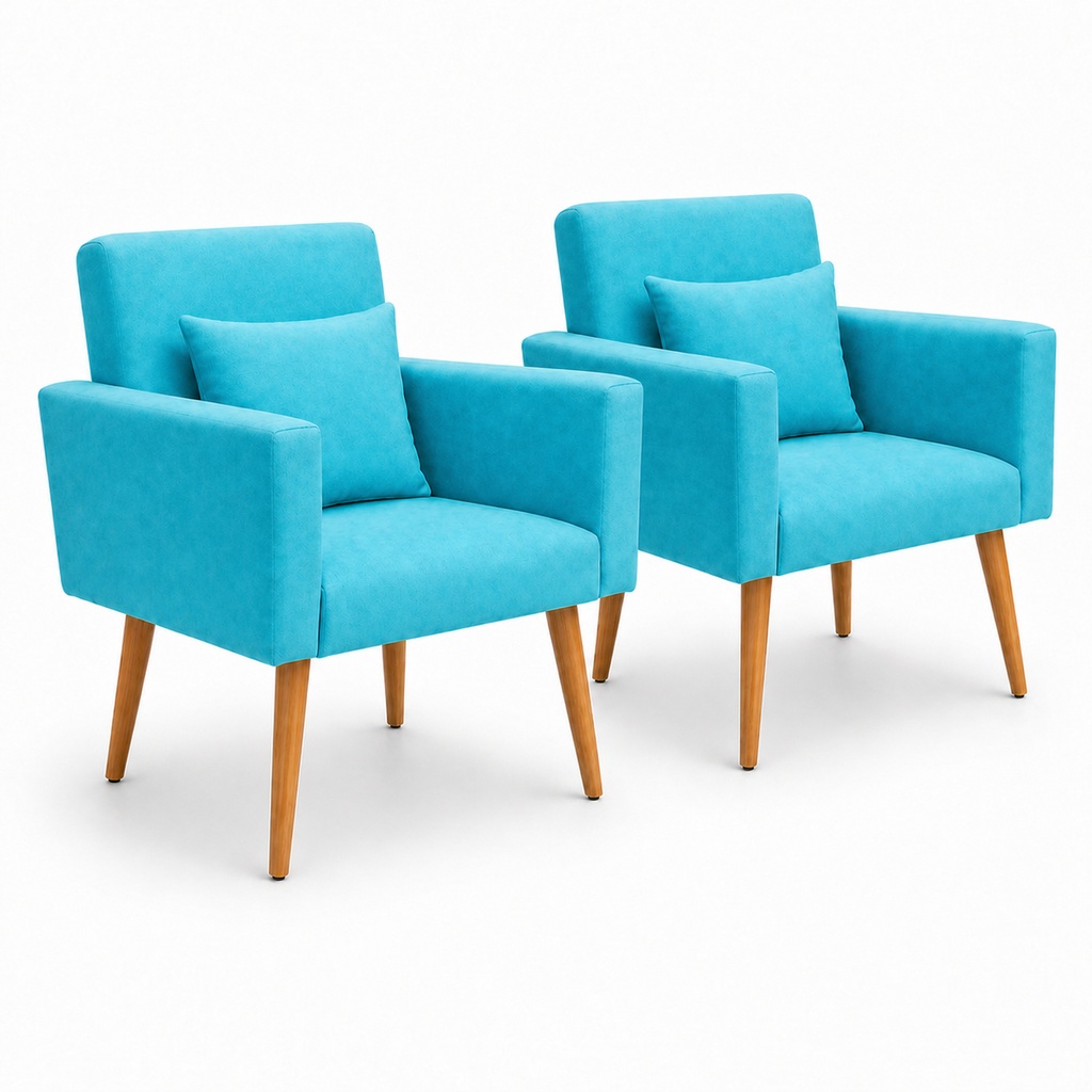 Kit 02 Poltronas para Sala Decorativa Nina com Almofada Pés Palito